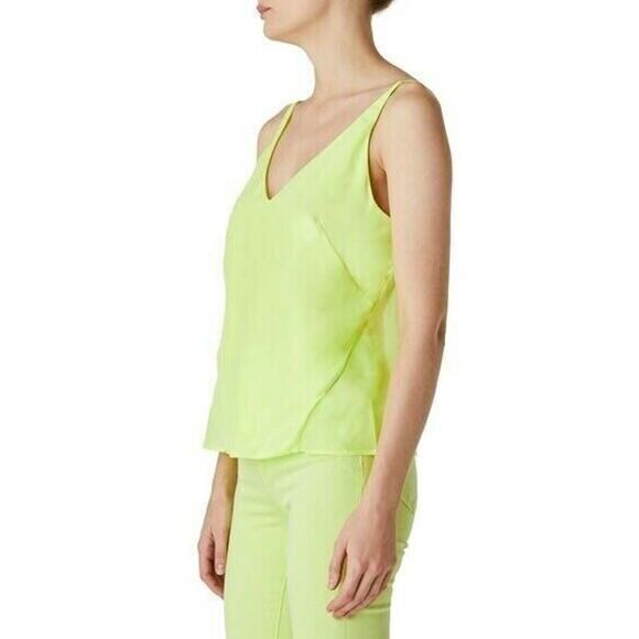 $148 J BRAND Lucy Silk Cami Tank Top SOLD OUT Designer Neon Yellow FORSYTHIA M - Picture 4 of 12